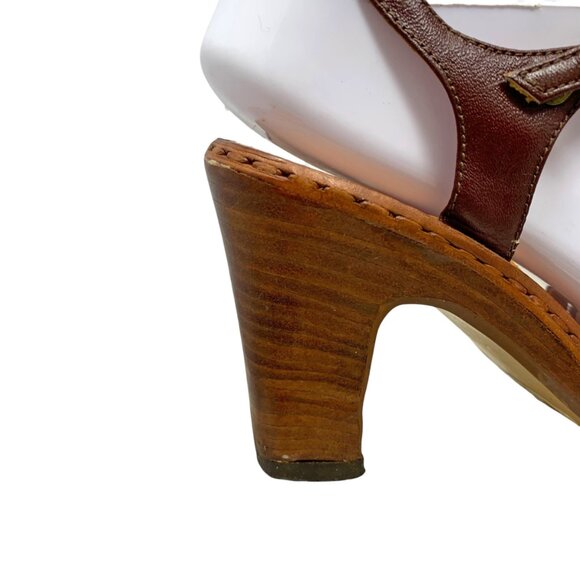 Vintage DiOrsini Brown Leather Huarache Styled Closed‎ Toe Heel - Picture 7 of 12